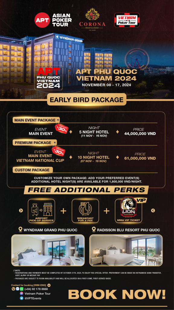 Vietnam Poker Tour APT Phu Quoc Early Bird Packages